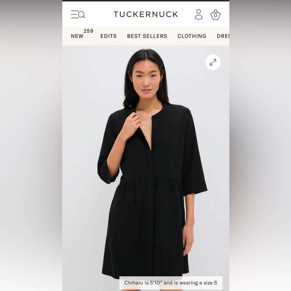 Tuckernuck Black Stretch Crepe Royal Shirt Dress